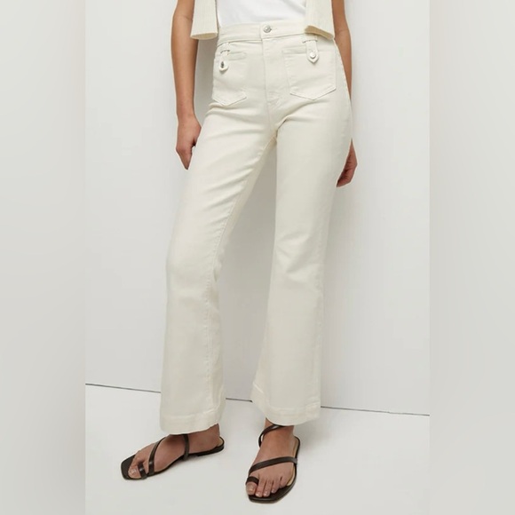 VERONICA BEARD Carson Patch-Pocket Kick-Flare Jean in Ecru size 26 - Picture 1 of 6